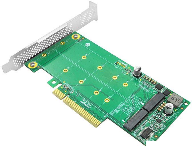 Адаптер для подключения M.2 накопителей Linkreal LRNV95N8 PCIe x8 to 2-Port M.2 NVMe Adapter