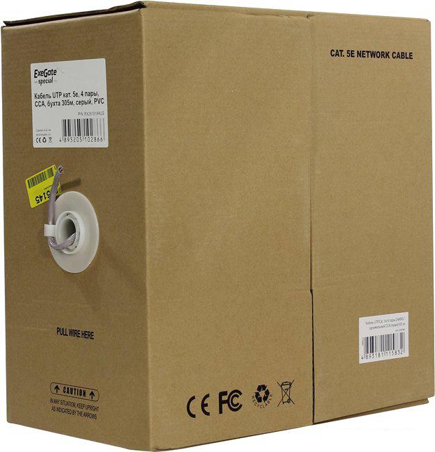 Кабель ExeGate Special UTP4-C5e-CCA-S26-IN-PVC-GY-305 EX261518RUS