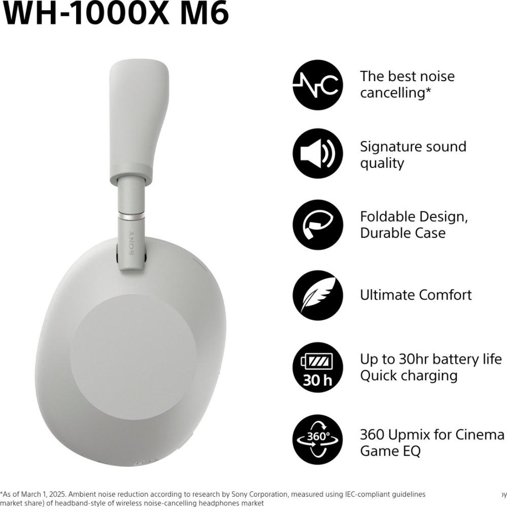 Наушники Sony WH-1000XM6 (серый)