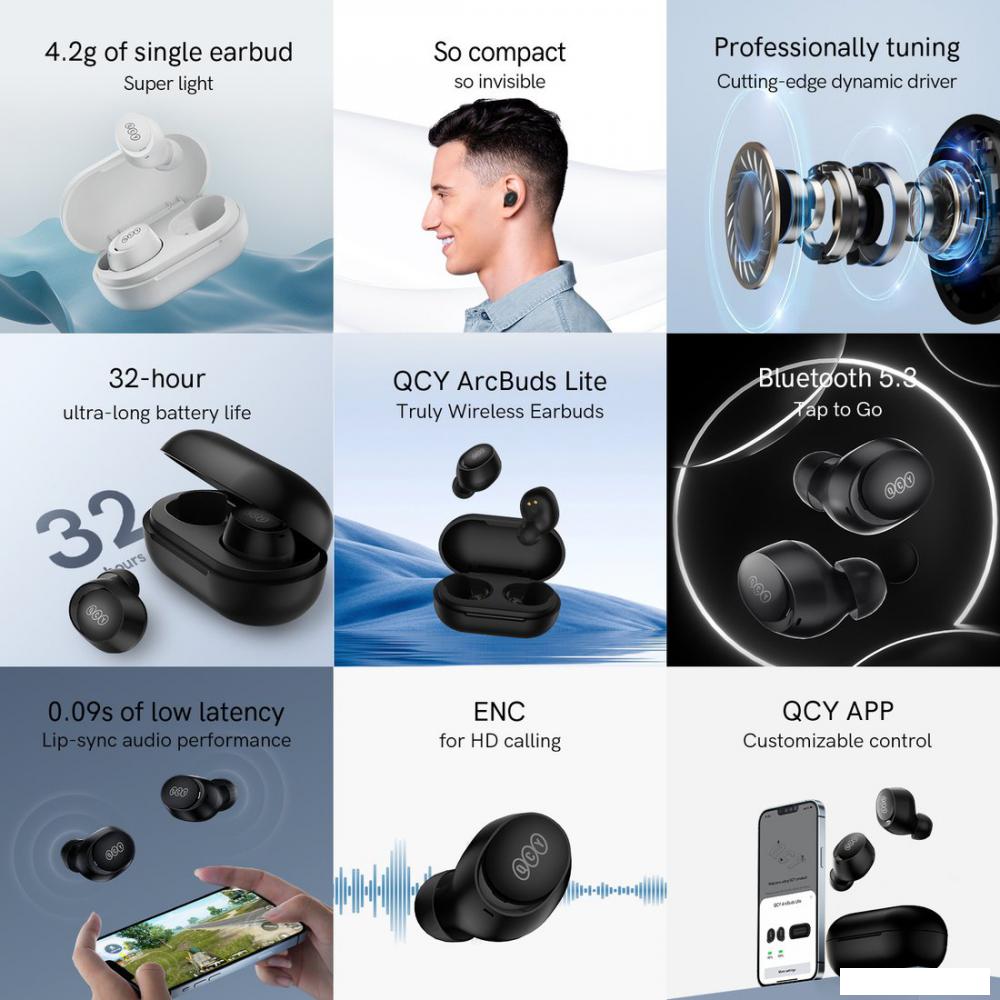 Наушники QCY ArcBuds Lite (черный)