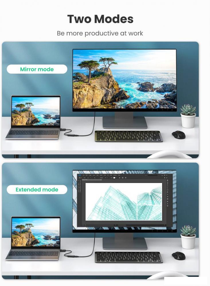 Адаптер Ugreen MM137 70694 HDMI - DisplayPort (0.25 м)