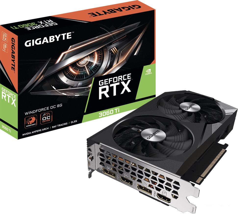 Видеокарта Gigabyte GeForce RTX 3060 Ti Windforce OC 8G GV-N306TWF2OC-8GD Видеокарта Gigabyte GeForce RTX 3060 Ti Windforce OC 8G GV-N306TWF2OC-8GD