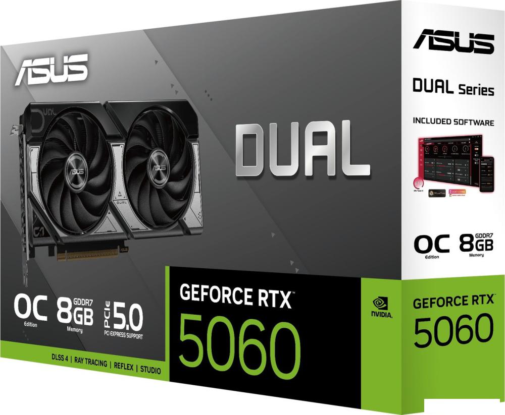 Видеокарта ASUS Dual GeForce RTX 5060 8GB GDDR7 OC Edition DUAL-RTX5060-O8G