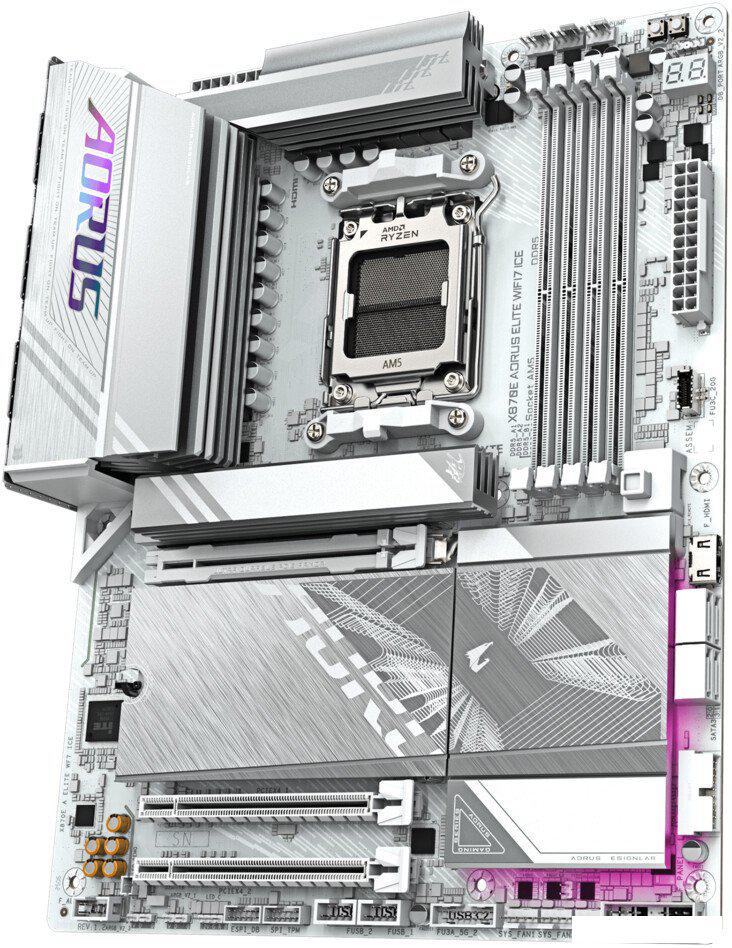 Материнские платы Gigabyte X870E Aorus Elite WiFi7 Ice (rev. 1.3)