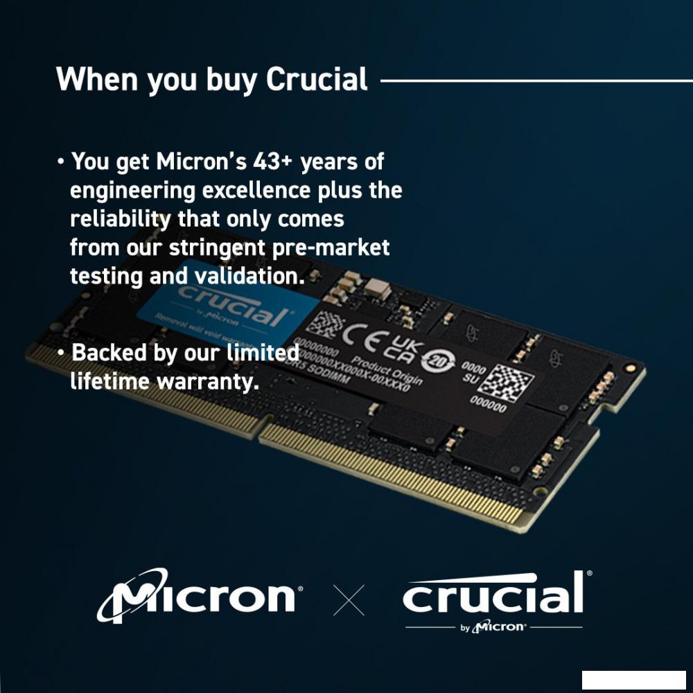 Оперативная память Crucial 16ГБ DDR5 SODIMM 5600МГц CT16G56C46S5