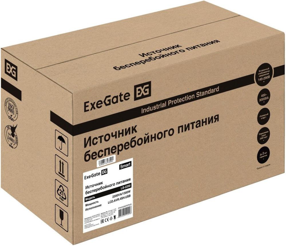 Источник бесперебойного питания ExeGate Smart LB-2200.LCD.AVR.4SH.USB EX299787RUS
