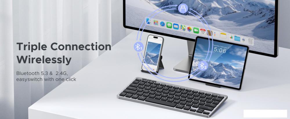 Клавиатуры Ugreen K551 (серебристый/черный)