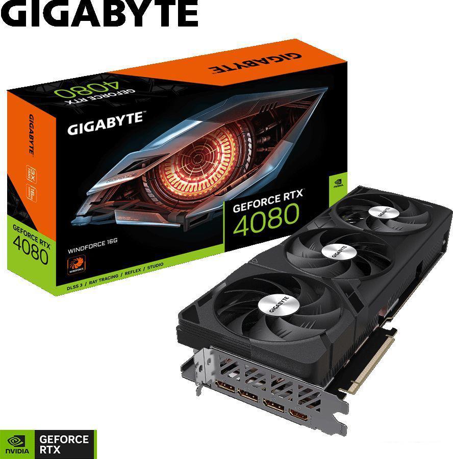 Видеокарта Gigabyte GeForce RTX 4080 16GB Windforce GV-N4080WF3-16GD