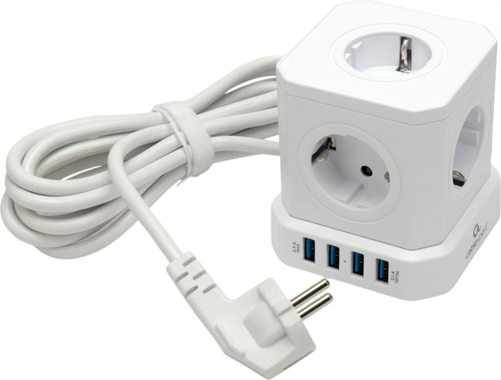 Сетевой фильтр Cablexpert TWR-5-U4-W-3