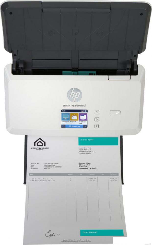 Сканер HP ScanJet Pro N4000 snw1 6FW08A Сканер HP ScanJet Pro N4000 snw1 6FW08A