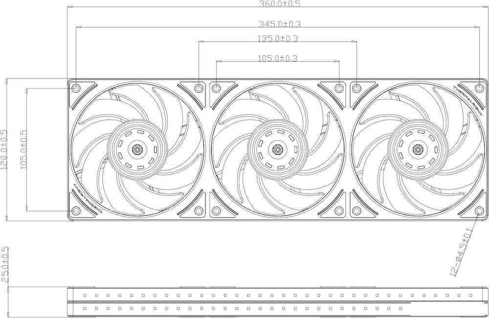 Комплект вентиляторов для корпуса Thermalright TL-UB36R (черный)