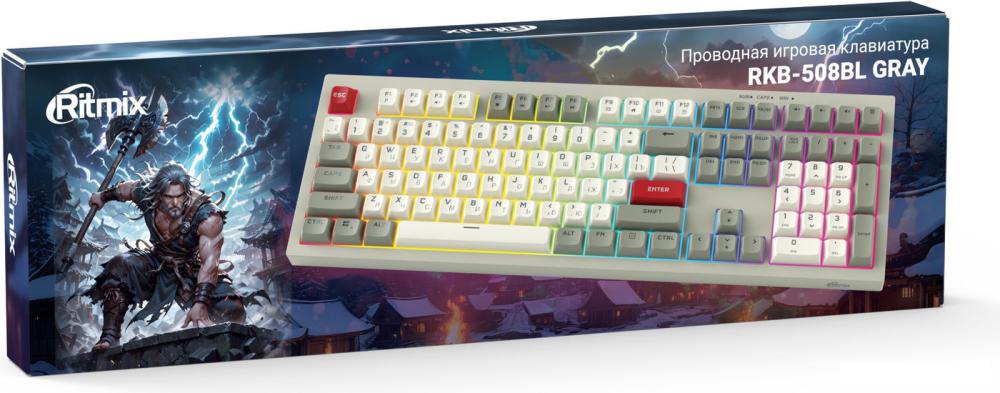Клавиатура Ritmix RKB-508BL (серый/белый)