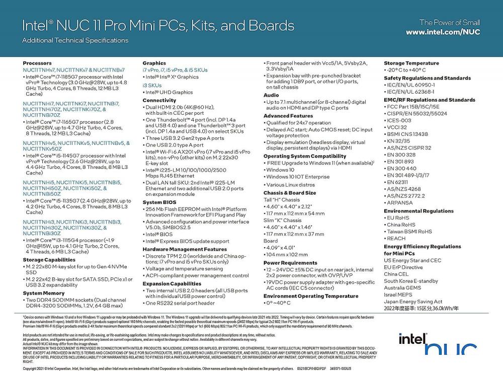 Компактный компьютер Intel NUC 11 Pro Kit BNUC11TNKI50000 Компактный компьютер Intel NUC 11 Pro Kit BNUC11TNKI50000