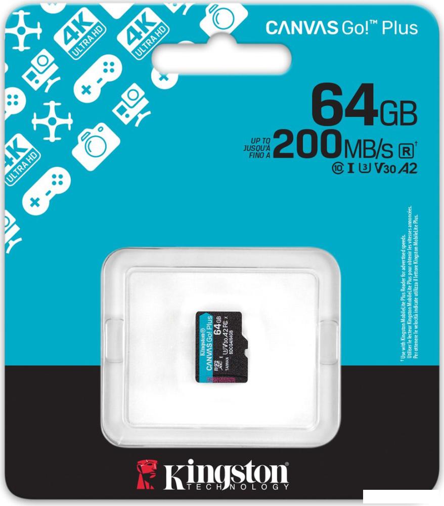 Карты памяти Kingston Canvas Go! Plus microSDXC 64GB SDCG4/64GB