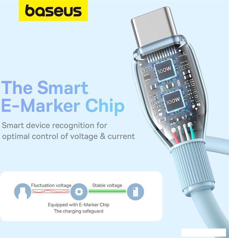 Кабель Baseus Pudding Series USB Type-C - USB Type-C (1.2 м, голубой)