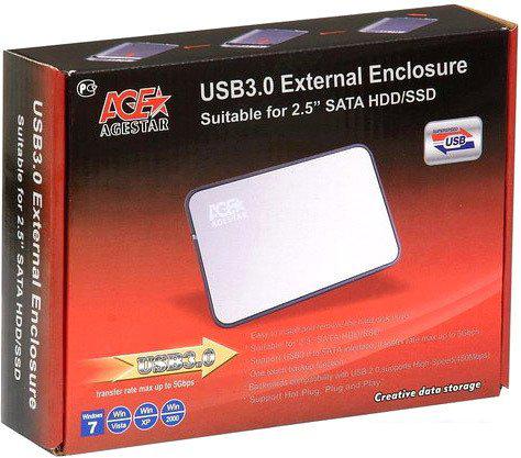 Бокс для накопителей 2.5" AgeStar 3UB2A8 Black