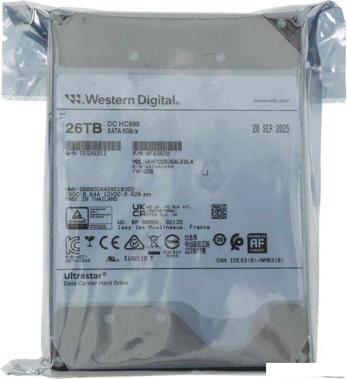 Жесткий диск WD Ultrastar DC HC590 26TB WUH722626ALE6L4