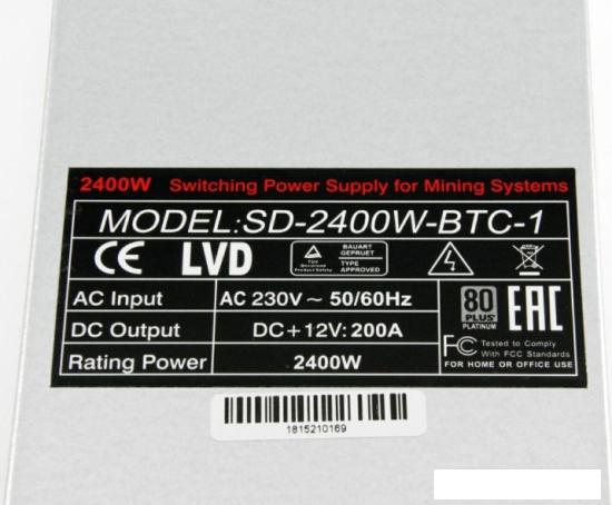 Блок питания R-Senda SD-2400W-BTC-1