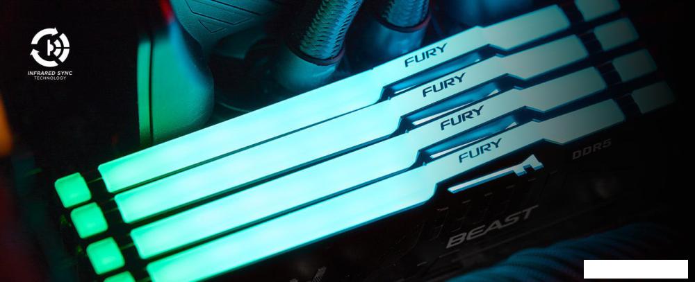Оперативная память Kingston FURY Beast RGB 2x32ГБ DDR5 5200 МГц KF552C40BB2AK2-64