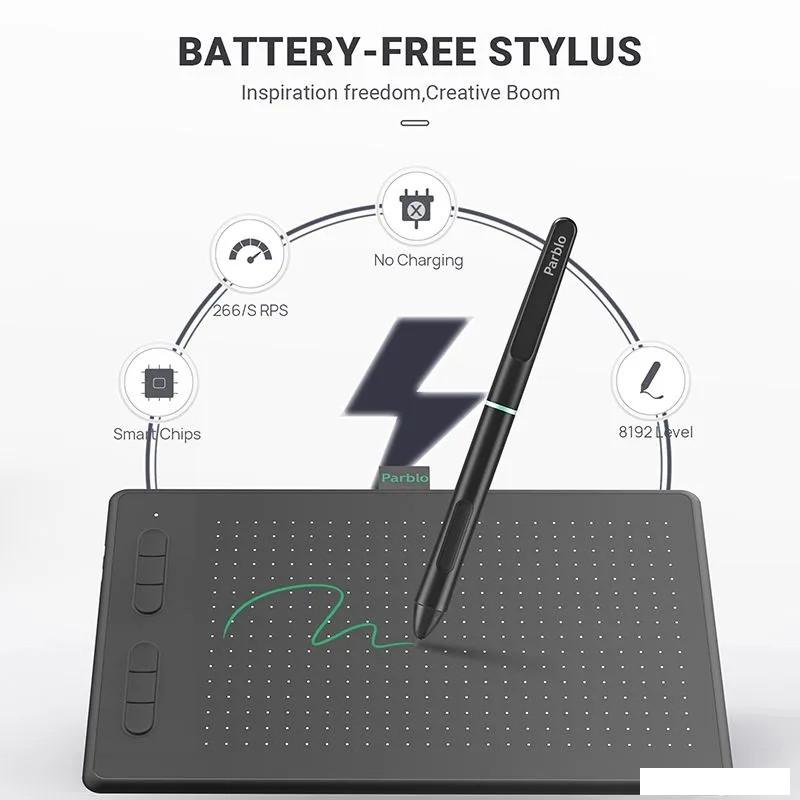 Графический планшет Parblo Ninos N10B (черный)