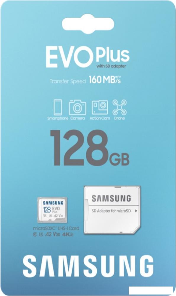 Карта памяти Samsung EVO Plus 2024 microSDXC 128GB (с адаптером)