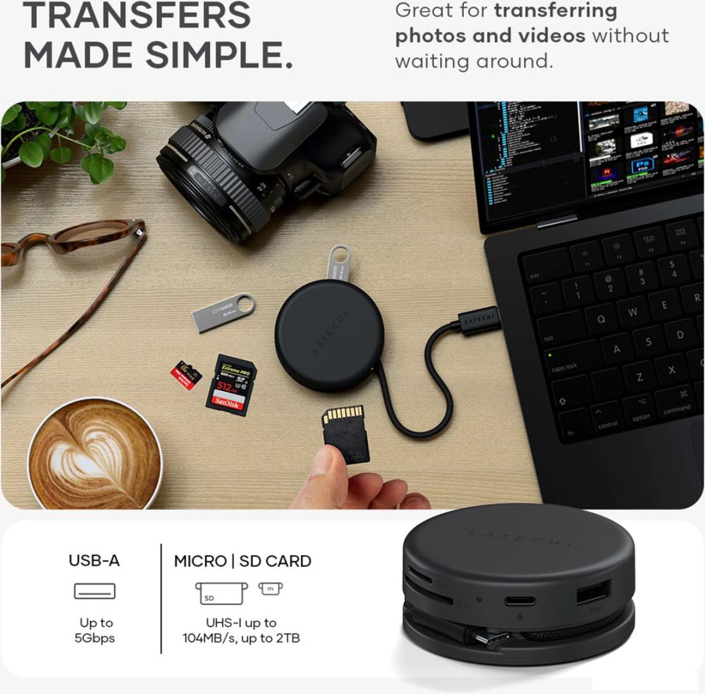 USB-хабы и док-станции Satechi OntheGo 7-in-1 Multiport Adapter ST-POTG7C (черный)