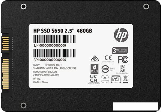 SSD HP S650 480GB 345M9AA