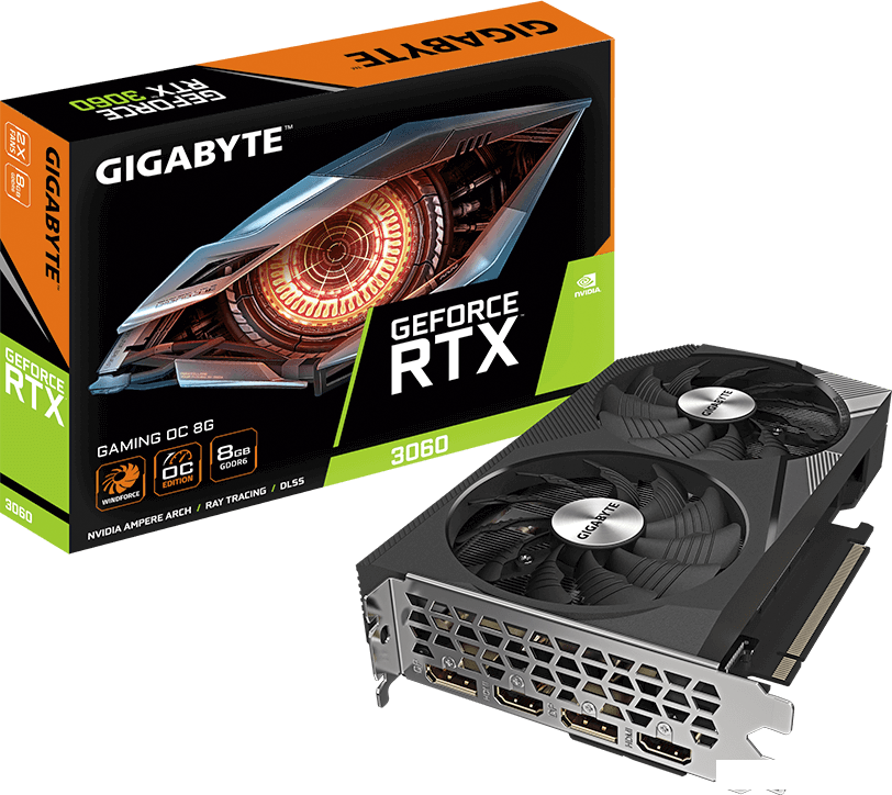 Видеокарта Gigabyte GeForce RTX 3060 Gaming OC 8G (rev. 2.0) GV-N3060GAMING OC-8GD 2.0