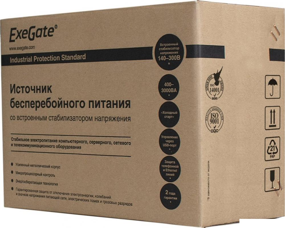 Источник бесперебойного питания ExeGate Power Smart ULB-850.LCD.AVR.C13.RJ.USB