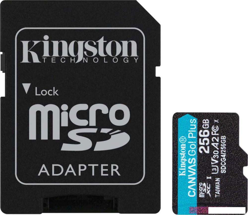 Карта памяти Kingston Canvas Go! microSDXC 256GB SDCG4/256GB (с адаптером)
