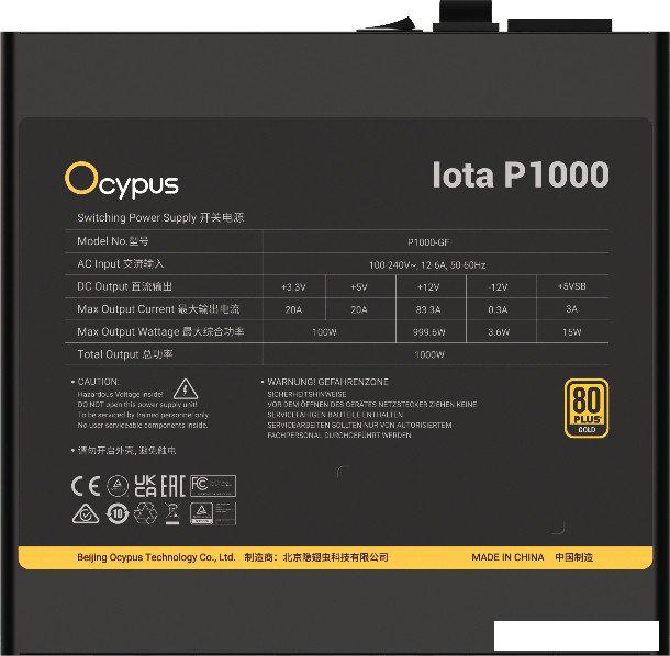 Блок питания Ocypus Iota P1000 Iota-P1000-G1FFBK024X-EU