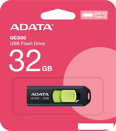USB Flash ADATA UC300 32GB (черный/зеленый)