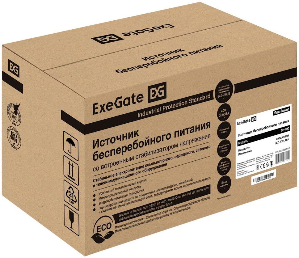 Источник бесперебойного питания ExeGate SineTower SN-600.LCD.AVR.2SH EX295980RUS