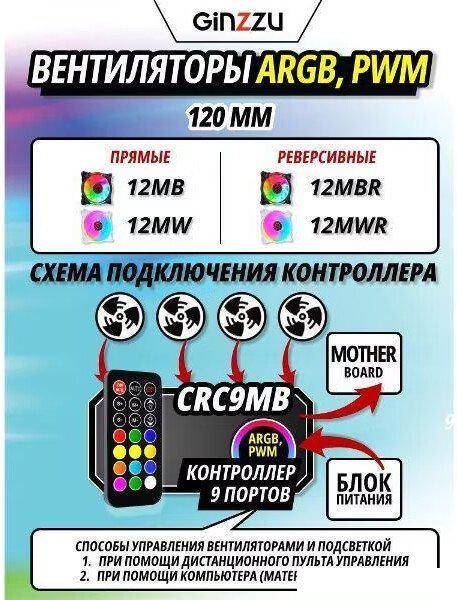 Контроллер скорости и подсветки вентиляторов Ginzzu CRC9MB