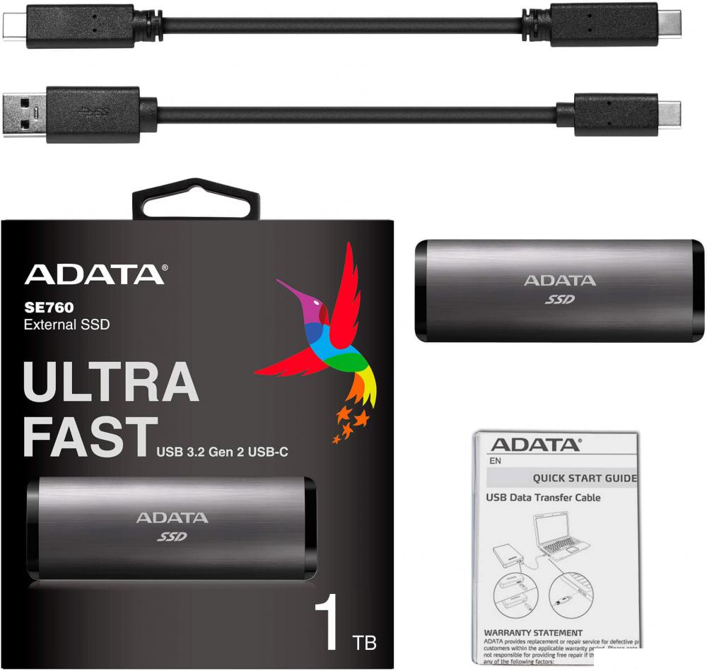 Внешний накопитель ADATA SE760 2TB ASE760-2TU32G2-CTI (титан)
