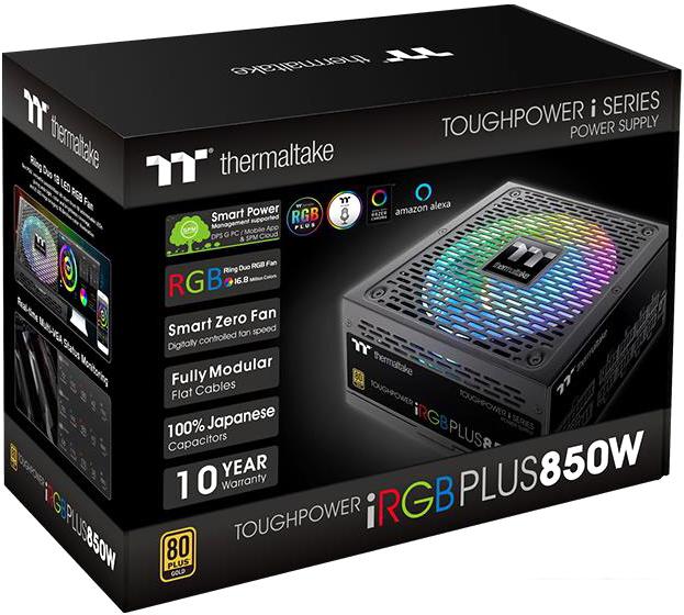 Блок питания Thermaltake Toughpower iRGB PLUS 850W Gold TT Premium Edition TPI-850DH3FCG