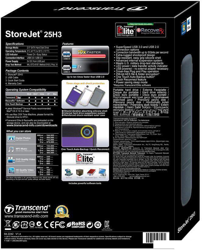 Внешний накопитель Transcend StoreJet 25H3P 2TB (TS2TSJ25H3P)