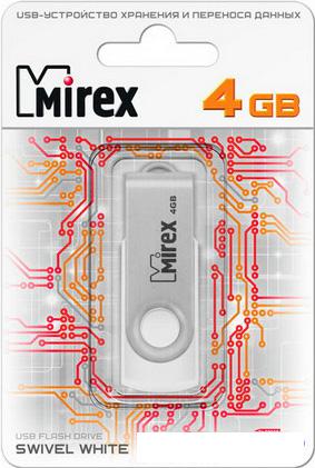 USB Flash Mirex SWIVEL WHITE 4GB (13600-FMUSWT04)