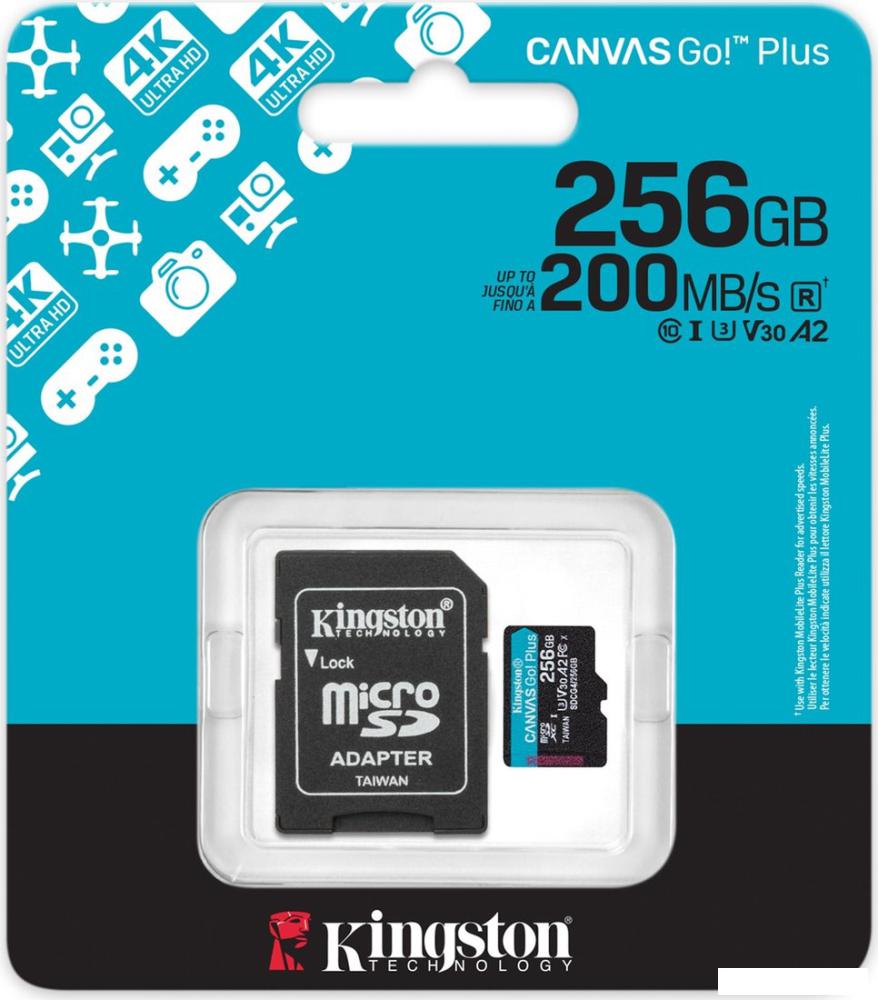 Карта памяти Kingston Canvas Go! microSDXC 256GB SDCG4/256GB (с адаптером)