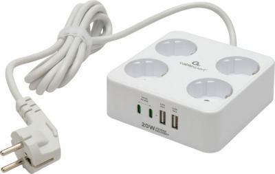 Сетевой фильтр Cablexpert PLT-4-C2U2-W-2