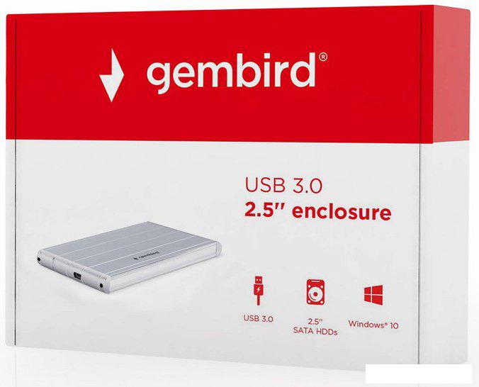 Бокс для накопителей 2.5" Gembird EE2-U3S-5-S (серебристый)
