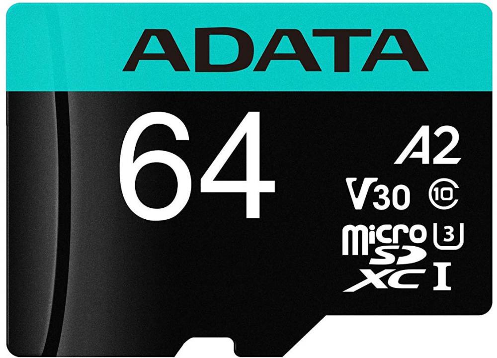 Карта памяти ADATA Premier Pro AUSDX64GUI3V30SA2-RA1 microSDXC 64GB (с адаптером)