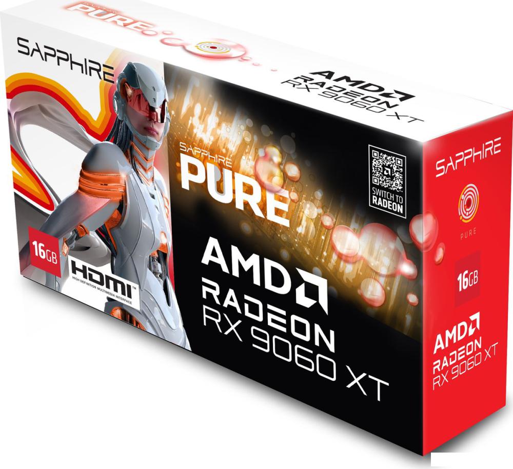 Видеокарта Sapphire Pure Radeon RX 9060 XT 16GB 11350-02-20G