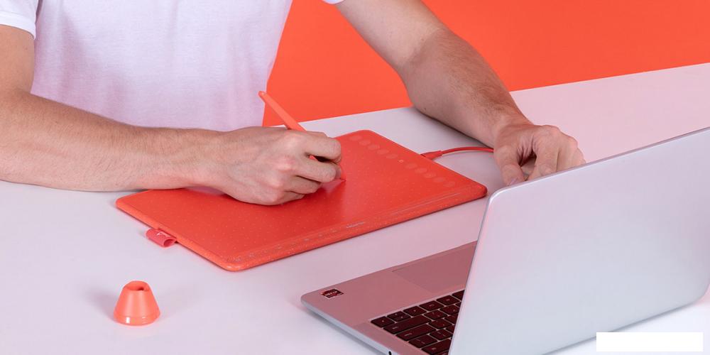 Графический планшет Huion HS611 (коралловый красный) Графический планшет Huion HS611 (коралловый красный)
