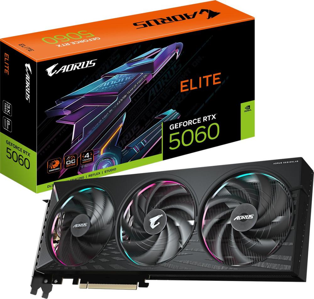 Видеокарта Gigabyte Aorus GeForce RTX 5060 Elite 8G GV-N5060AORUS E-8GD