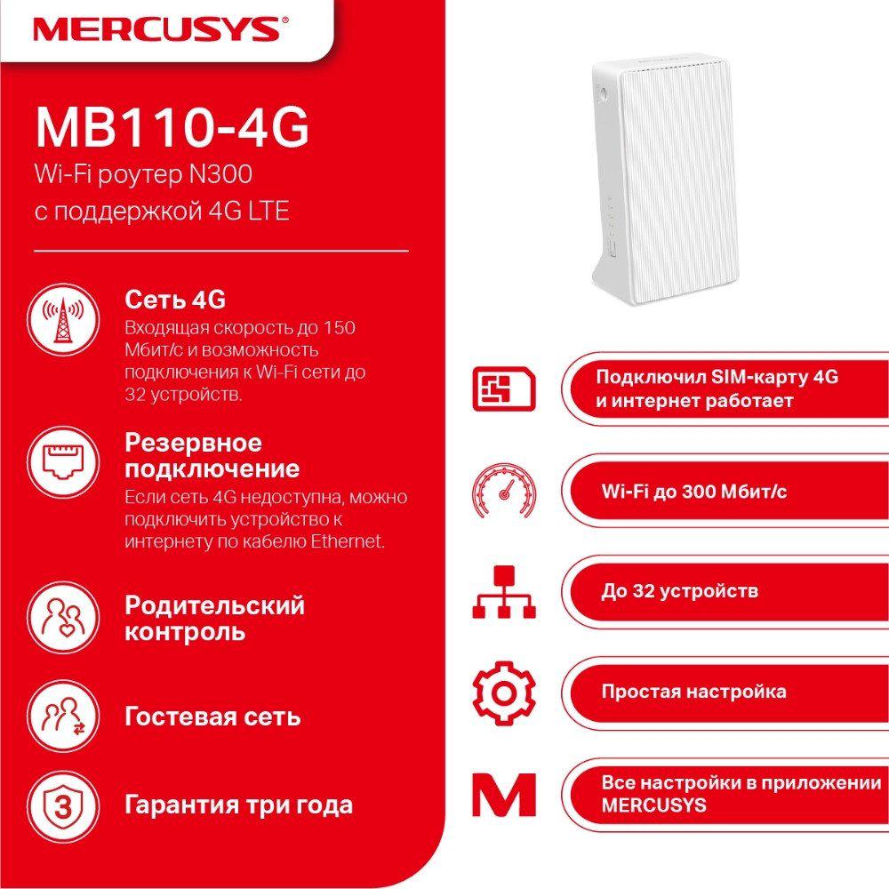 4G Wi-Fi роутер Mercusys MB110-4G 4G Wi-Fi роутер Mercusys MB110-4G