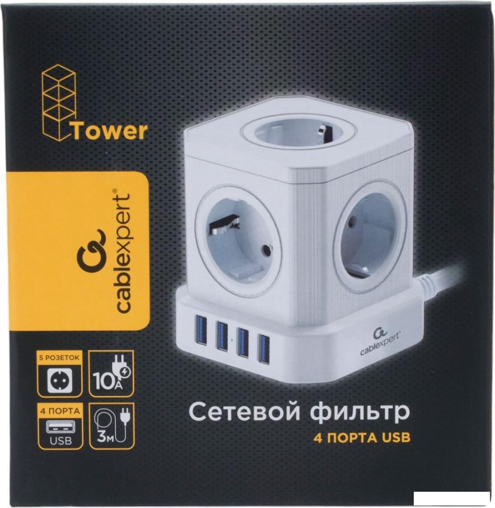 Сетевой фильтр Cablexpert TWR-5-U4-W-3