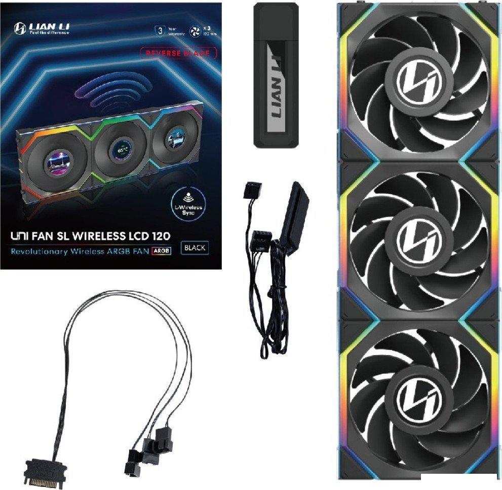 Комплект вентиляторов для корпуса с контроллером Lian Li Uni Fan SL 120 Wireless LCD Reverse G99.12RSLLCD1W3B.R0