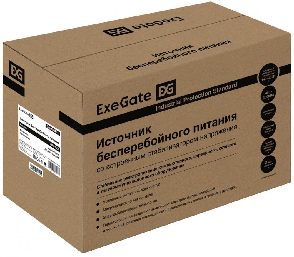 Источник бесперебойного питания ExeGate UNB-1500.LED.AVR.EURO.RJ.USB EP212521RUS
