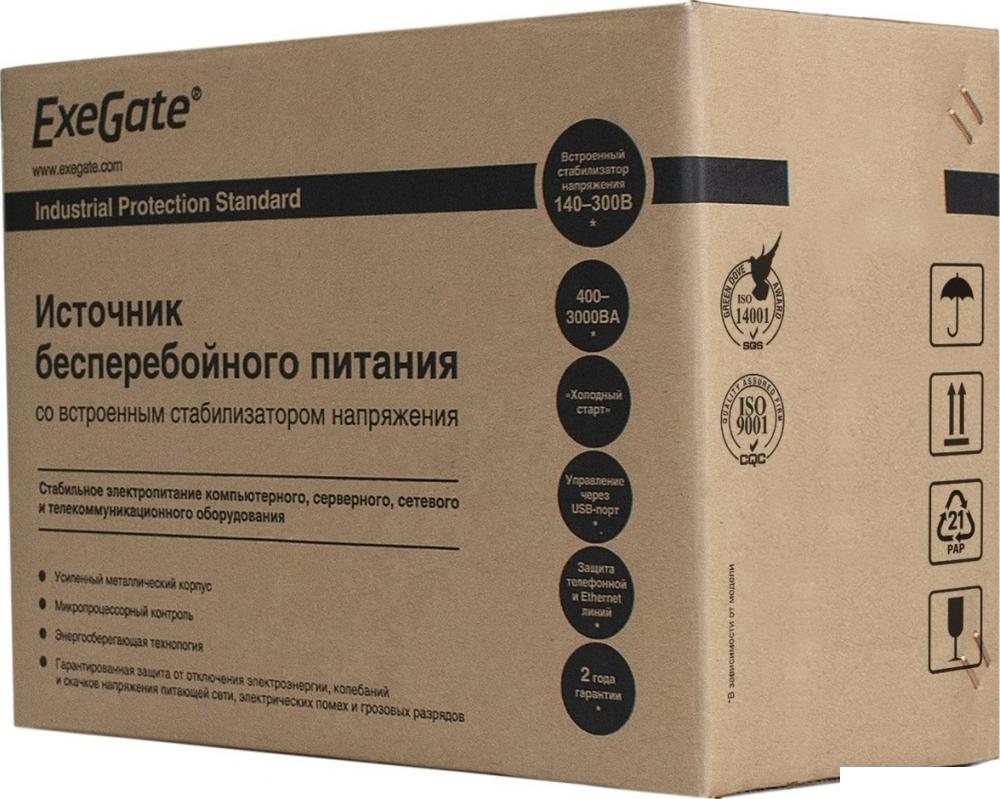 Источник бесперебойного питания ExeGate SpecialPro UNB-1000.LED.AVR.C13.RJ.USB